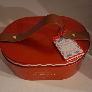 Bath & Body Works Red Oval Tin with Brown Handle